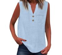 Camisa Informal de Mujer con Botones Sueltos, Cuello y Mangas Color Liso Camiseta Encaje Blusas De Tirantes Body Mujer Elegante Plus Size Cami Tops Rockera Sexy Womens Tunic UK Talla