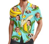 Camisa informal de verano para hombre con estampado de plátano, cuello cubano con botones, para casa, playa, actividades al aire libre, verde menta, 3XL