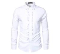 Camisa Informal Elegante para Hombre con Ribete de Encaje, Corte Ajustado, cómoda y Transpirable, Uso Diario, Blusa Moda Primavera otoño. 2026