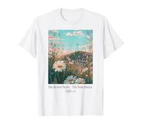 Camisa Jesus He Is Risen - Camiseta Cristiana de Pascua con Cruz Floral Camiseta
