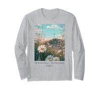 Camisa Jesus He Is Risen - Camiseta Cristiana de Pascua con Cruz Floral Manga Larga