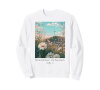 Camisa Jesus He Is Risen - Camiseta Cristiana de Pascua con Cruz Floral Sudadera