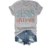 Camisa Jesus Loves You, camiseta Jesus Loves You, camisa I Love Jesus, camisa Jesus Love You, camisa Jesus Loves You, gris, L
