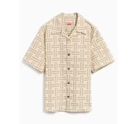 Camisa Kenzo Weave Hawaiian Men's Short Sleeve Shirt para hombre Marrón L