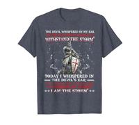 Camisa Knight Templar I Am A Child of God A Warrior of Christ Camiseta, Hombre, Azul Jaspeado, M