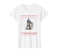 Camisa Knight Templar I Am A Child of God A Warrior of Christ Camiseta, Mujer, Blanco, XL