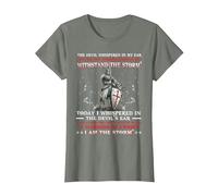 Camisa Knight Templar I Am A Child of God A Warrior of Christ Camiseta, Mujer, Verde Militar Jaspeado, XXL