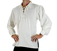 Camisa La Solapa Renacentista Medieval para Hombres Disfraz De Pirata De La Edad Media Blanco 2XL