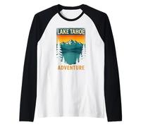 Camisa Lake Tahoe Escape, estilo retro, cabina de esquí de invierno en Sierra Nevada Camiseta Manga Raglan