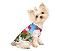 Camisa ligera con estampado de banderas de Puerto Rico con diseño de rana y palmeras para perro, camiseta fresca y transpirable para perro, ropa elástica sin mangas para mascotas