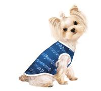 Camisa ligera con estampado de notas musicales azules para perro, camisetas transpirables de verano, ropa elástica sin mangas para mascotas