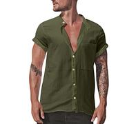 Camisa Lino Hombre Camisa Verano Hombre Elastica Guayabera Camiseta Blanca Basica Estampada Camisas Festivaleras Unisex De Camisetas Tallas Grandes Negra Casual Primavera Antiarrugas XL Manga Corta