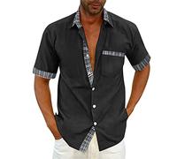 Camisa Lino Hombre Manga Corta Camisas Lino Hombre Conjunto Larga Verano Americana Casual De Chaquetas Americanas Guayabera Camiseta Blanca Hawaiana Camisetas Blancas Elastico 4XL Basica Festival