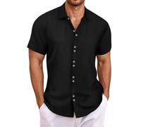 Camisa Lino Hombre Manga Corta Camisas Lino Hombre Larga con Bolsillo Conjunto Vestir Pack Camisetas Antiarrugas Puño Gemelos Azul Ropa Elegante Camiseta Cuello Mao De Verano Tallas Grandes Medieval