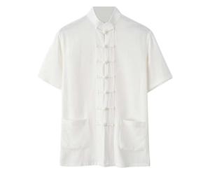 Camisa Lino Hombre Manga Corta Camisas Lino Hombre Ropa Elegante Camiseta Estampada Remeras De Cuello Pico Verano Hawaiana Chaqueta Americana Casual Larga Blanca Chaquetas Americanas Slim Fit Hortera