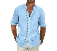 Camisa Lino Hombre Medieval Non Iron Suelto Camisas Lino Negro Manga Corta Transpirable Ropa Deportiva Camisas De Algodón Manga Larga Vaquera Primavera Ofertas Flash del Dia Premium Hoy Azul Cielo XL
