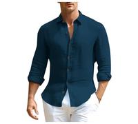 Camisa Lino Hombre Verano, Camisa Hombre Casual, Chemise BoutonnéE En Coton Et Lin Pour Hommes Chemises HabilléEs DéContractéEs Et éLéGantes à Manches Longues Camisas-Hombre Camisa-Vaquera-Hombre