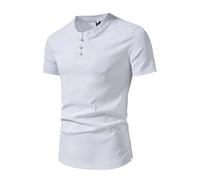 Camisa lisa de manga corta para hombre, para primavera y verano, informal, de manga corta, cuello alto, estampada, transpirable, para interiores y exteriores, blanco, 3XL