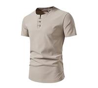 Camisa lisa de manga corta para hombre, para primavera y verano, informal, de manga corta, cuello alto, estampada, transpirable, para interiores y exteriores, beige, 3XL