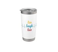 Camisa Live Laugh Heartbeat Love Laugh and Love Vaso térmico de acero inoxidable de doble pared