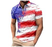 Camisa Manga Corta Cuello Abotonado Estampado Integral Diseño Único Patrón Estrellas Uso Informal Hombre (L)