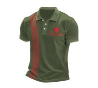 Camisa Manga Corta Hombre - Camisa De Manga Corta con Estampado De Bandera De Canadá para Hombre Estilo Casual Ajustada Y con Cremallera (Army Green S)