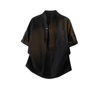 Camisa Manga Corta Hombre Camisa Hombre Ibicenca Verano Chaquetas Americanas Lino Medieval Antiarrugas Ropa Camisetas Camiseta Verde Cuello Mao Camisas De Blancas Marron Playa Elegante 3XL Americana