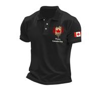 Camisa Manga Corta Hombre - Camisa Informal De Manga Corta con Estampado De Bandera De Canadá para Hombre Corte Ajustado Y Manga Corta (Black XXXXL)