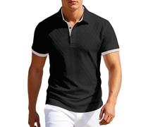Camisa Manga Corta Hombre -Camisas Estampadas Punto atmporal para otoño Top ligro con cullo n V txtura Sutil Prnda lgantpara l día a día ial para Looks Casuals informals (Black 3XL)