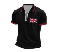 Camisa Manga Corta Hombre Polo con Motivo Jack Y Cremallera Frontal Manga Corta Casual Estilo Sportswear Británico Diseño Moderno Y Práctico Que Ofrece Un Look Elegante E Innovador para El D