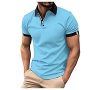 Camisa Manga Corta Hombre -Polo El Ganso con botons hacia Arriba Solapa hacia Abajo portiva Corta Color sólido (BLU L)
