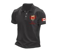 Camisa Manga Corta Hombre Verano - Camisa Informal De Manga Corta con Estampado De Bandera De Canadá para Hombre Corte Ajustado Y Manga Corta (Grey XXXL)