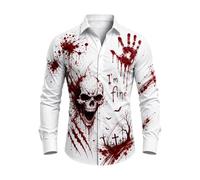Camisa Manga Larga Hombre Estampado Botones Solapa Salpicaduras Sangre Estilo Terror, Tejido Suave elástico Corte Regular, para Halloween, Carnaval, Fiestas temáticas, Cosplay