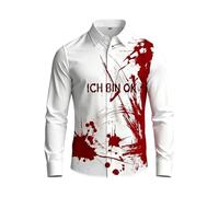 Camisa Manga Larga Hombre Estampado Botones Solapa Salpicaduras Sangre Estilo Terror, Tejido Suave elástico Corte Regular, para Halloween, Carnaval, Fiestas temáticas, Cosplay