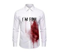 Camisa Manga Larga Hombre Estampado Botones Solapa Salpicaduras Sangre Estilo Terror, Tejido Suave elástico Corte Regular, para Halloween, Carnaval, Fiestas temáticas, Cosplay