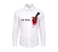 Camisa Manga Larga Hombre Estampado Botones Solapa Salpicaduras Sangre Estilo Terror, Tejido Suave elástico Corte Regular, para Halloween, Carnaval, Fiestas temáticas, Cosplay