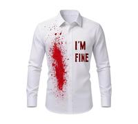 Camisa Manga Larga Hombre Estampado Botones Solapa Salpicaduras Sangre Estilo Terror, Tejido Suave elástico Corte Regular, para Halloween, Carnaval, Fiestas temáticas, Cosplay