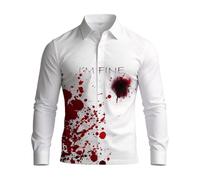 Camisa Manga Larga Hombre Estampado Botones Solapa Salpicaduras Sangre Estilo Terror, Tejido Suave elástico Corte Regular, para Halloween, Carnaval, Fiestas temáticas, Cosplay