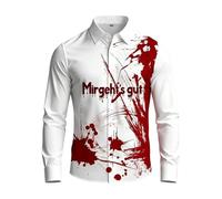 Camisa Manga Larga Hombre Estampado Botones Solapa Salpicaduras Sangre Estilo Terror, Tejido Suave elástico Corte Regular, para Halloween, Carnaval, Fiestas temáticas, Cosplay