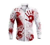 Camisa Manga Larga Hombre Estampado Botones Solapa Salpicaduras Sangre Estilo Terror, Tejido Suave elástico Corte Regular, para Halloween, Carnaval, Fiestas temáticas, Cosplay