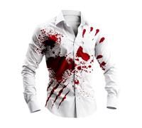 Camisa Manga Larga Hombre Estampado Botones Solapa Salpicaduras Sangre Estilo Terror, Tejido Suave elástico Corte Regular, para Halloween, Carnaval, Fiestas temáticas, Cosplay