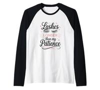 Camisa más larga de pestañas divertida cita de belleza atrevida Maquillaje dicho Camiseta Manga Raglan