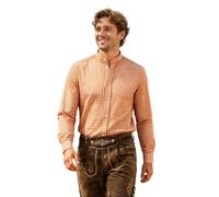 Camisa Masculina a Cuadros de Cuello Estilo Casual Botonadura Frontal Mangas largas Elegante para Uso Cotidiano (Orange, M)
