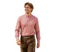 Camisa Masculina a Cuadros de Cuello Estilo Casual Botonadura Frontal Mangas largas Elegante para Uso Cotidiano (Red, XXL)