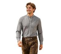 Camisa Masculina a Cuadros de Cuello Estilo Casual Botonadura Frontal Mangas largas Elegante para Uso Cotidiano (Black, S)