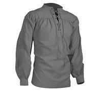 Camisa medieval para hombre, camisa pirata, camisa con volantes, camisa gótica, camiseta pirata, manga larga, disfraz retro renacentista, cuello alto, steampunk, victoriano, camisa de manga larga
