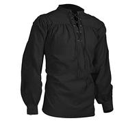 Camisa medieval para hombre, camisa pirata, camisa con volantes, camisa gótica, camiseta pirata, manga larga, disfraz retro renacentista, cuello alto, steampunk, victoriano, camisa de manga larga