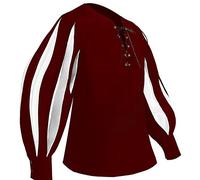 Camisa medieval para hombre, vintage, a rayas, manga larga, disfraz renacentista, cosplay, estilo victoriano, steampunk, retro, camisa pirata, cordones, cuello en V, camisa de ocio, carnaval