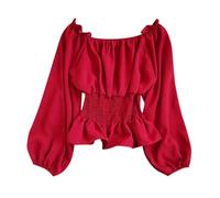 Camisa Medieval para Mujer con Hombros Descubiertos, Camiseta gótica para Mujer, Manga Larga, Steampunk, Elegante, Corte Vintage, túnica de Color sólido renacentista Victoriano, Halloween, Carnaval