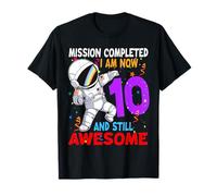Camisa Mission Complete para niño de cumpleaños de 10 años, astronauta Camiseta